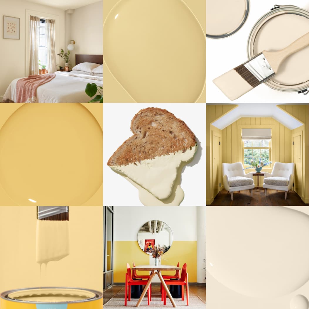 Collage of warm yellow paint colors