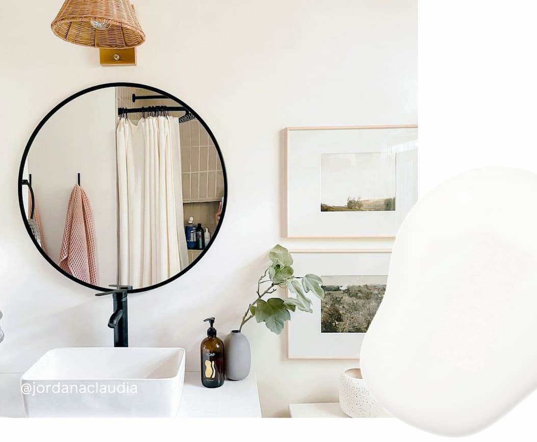 Bathroom featuring warm white paint color Whipped