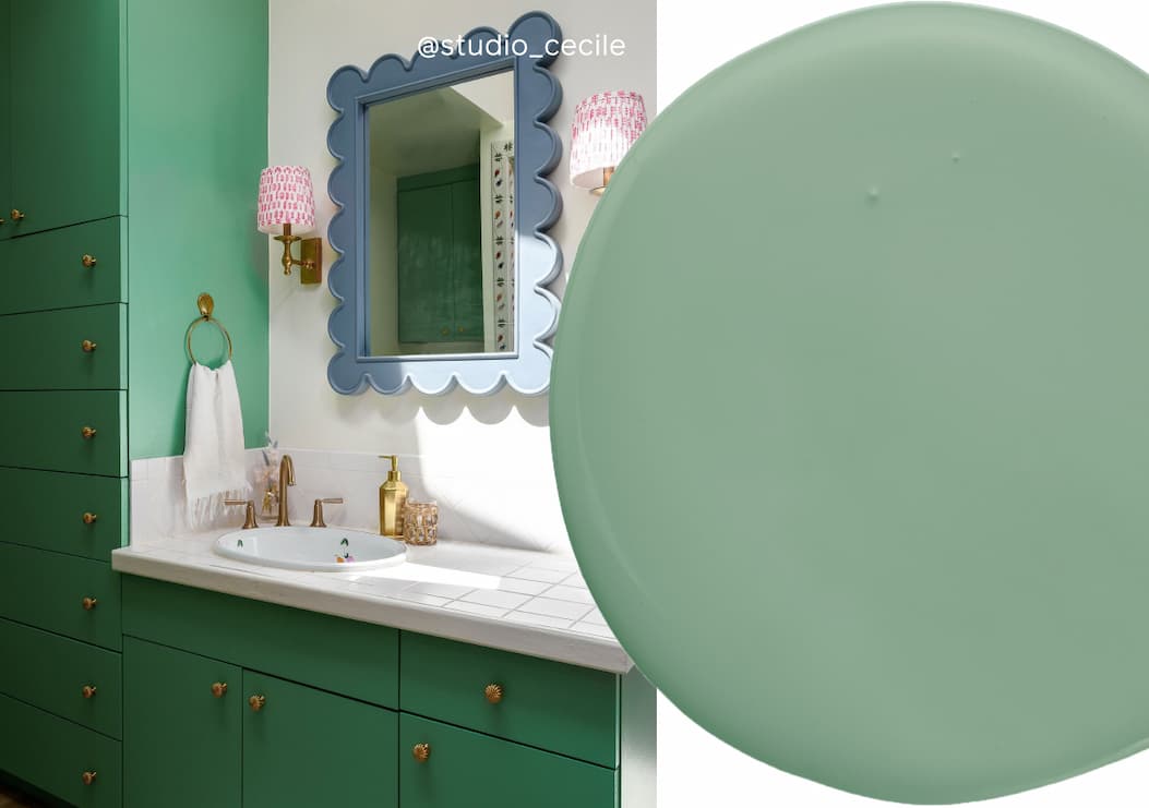 Bathroom cabinets painted in OMGreen