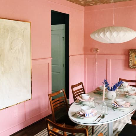 Interior vignette featuring paint color Rosé Season