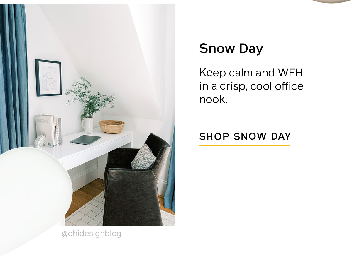 The color Snow Day, a crisp, cool white perfect for your home office.