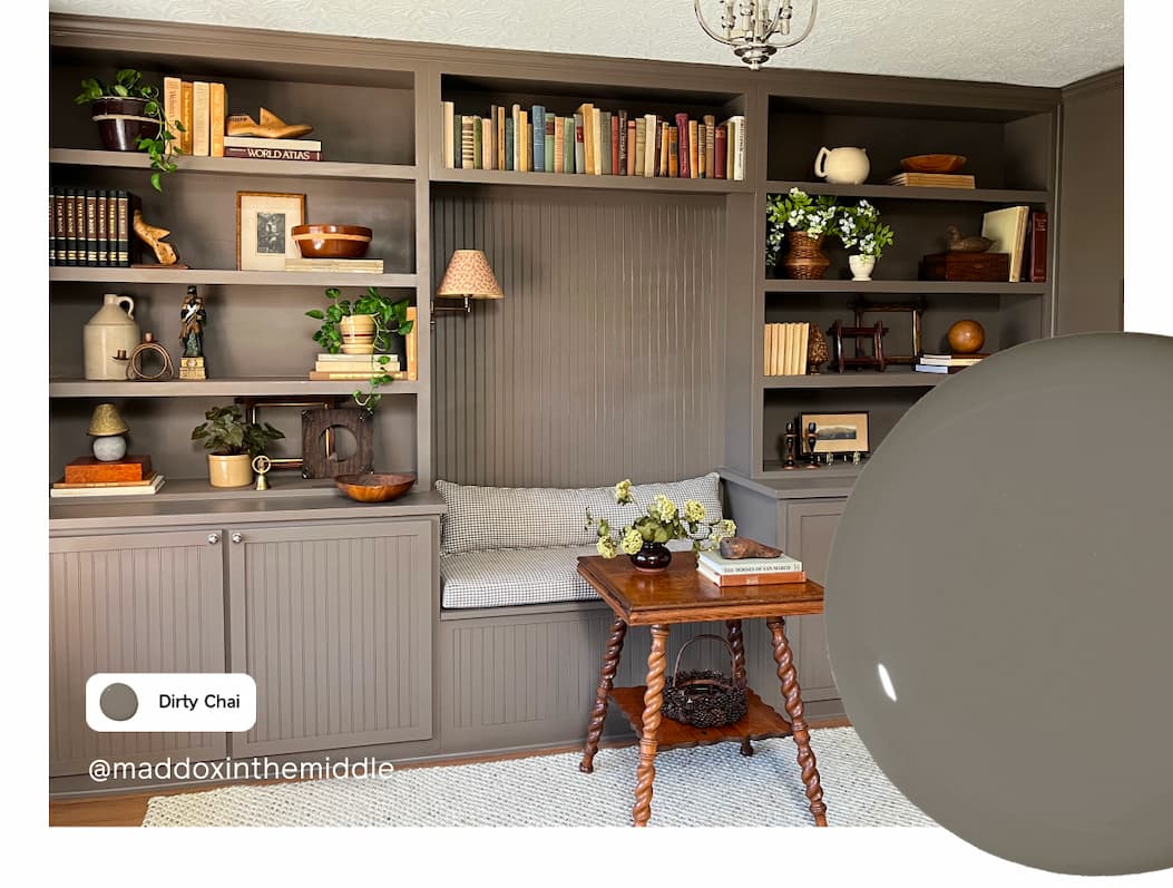 Home library featuring Dirty Chai