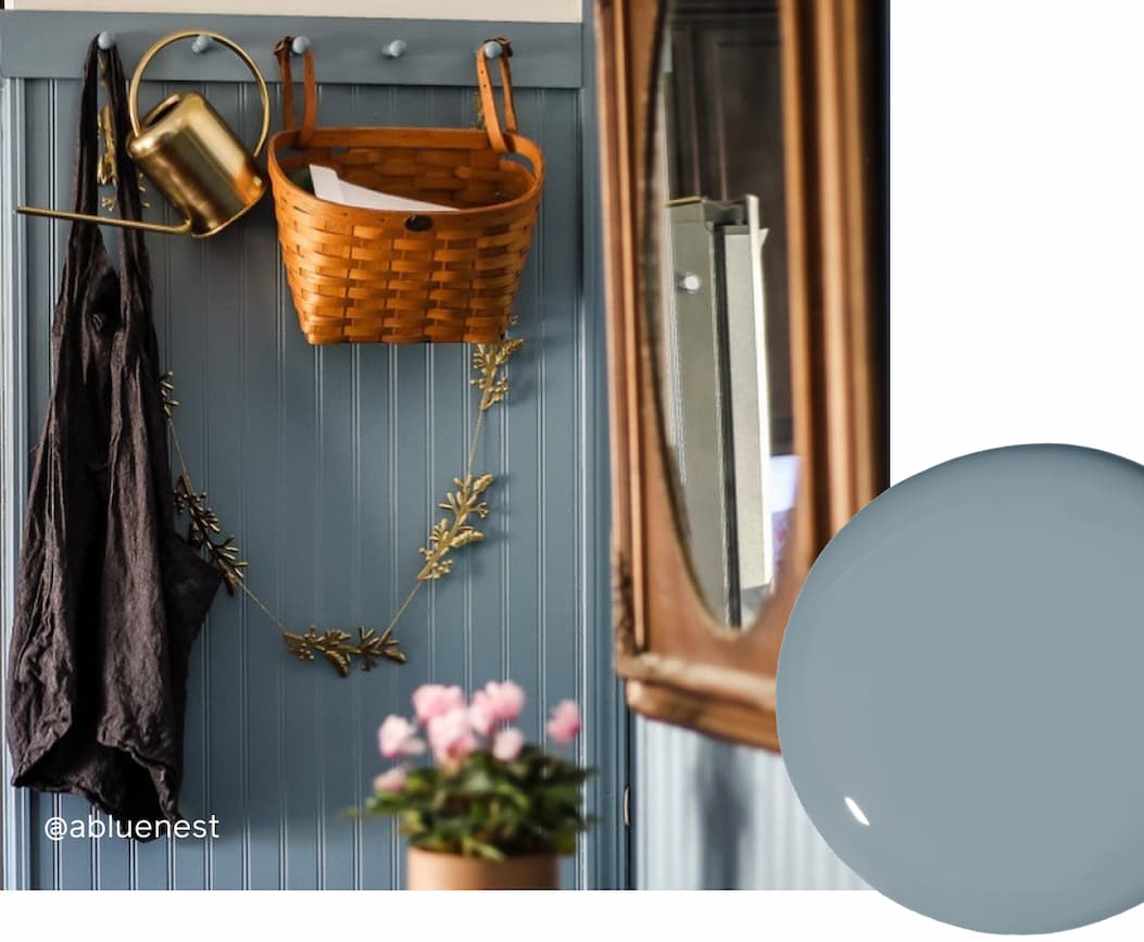 Entryway featuring denim blue paint color Good Jeans by Clare