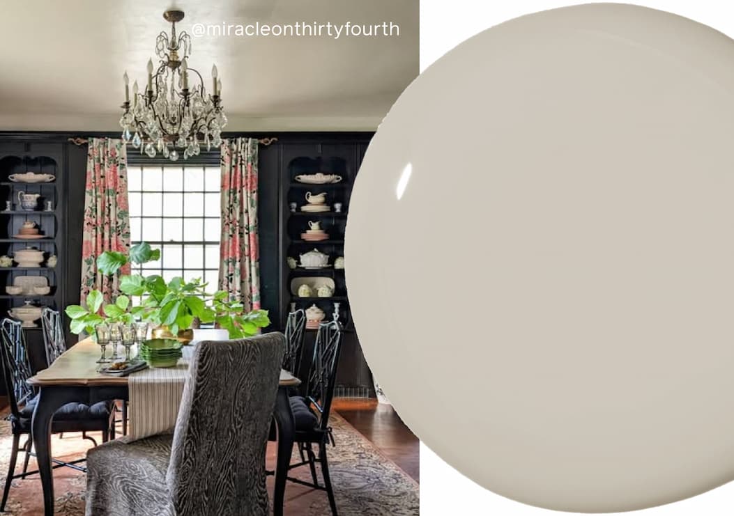 Dining room ceiling painted in Flatiron