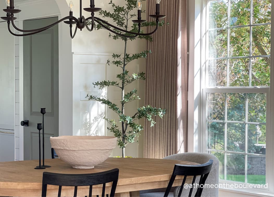 Dining room featuring warm white paint color Whipped Dining room featuring warm white paint color Whipped