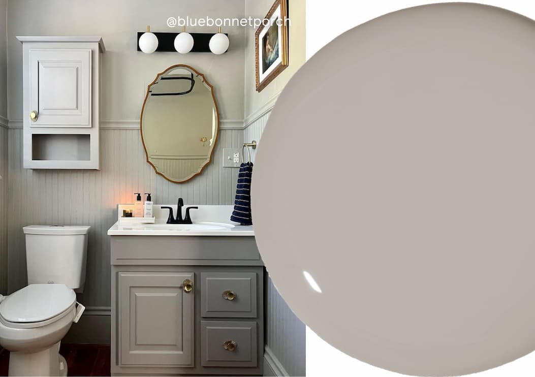 Bathroom color drenched in Greige