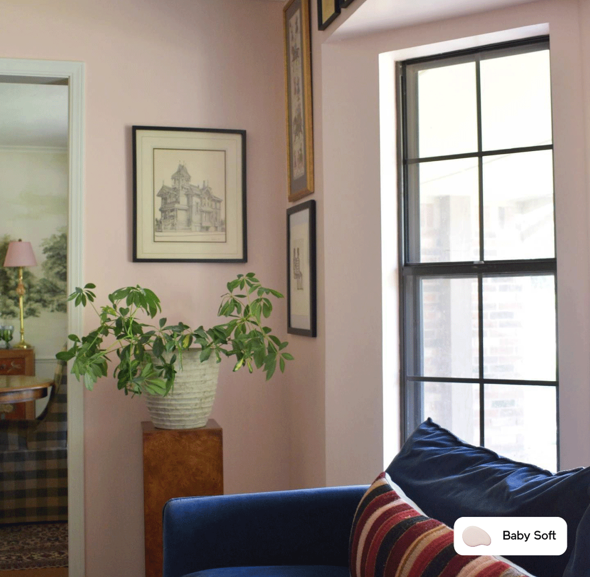 Eclectic living room painted in Baby Soft Eclectic living room painted in Baby Soft