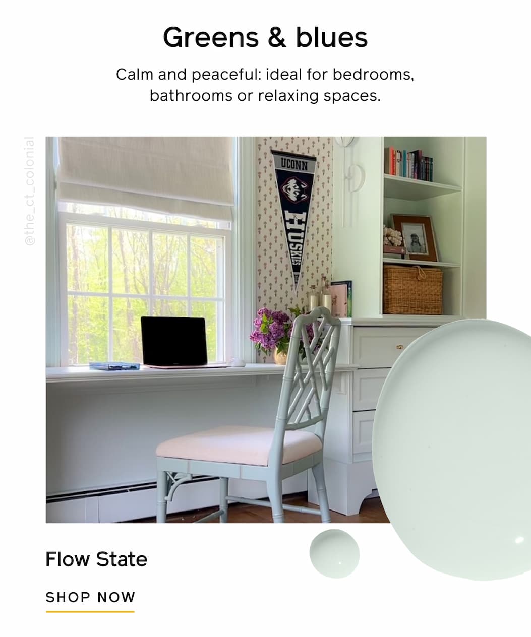 Greens & blues. Calm and peaceful: ideal for bedrooms, bathrooms or relaxing spaces. Flow State SHOP NOW