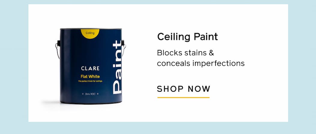Ceiling paint. Blocks stains & conceals imperfections. SHOP NOW