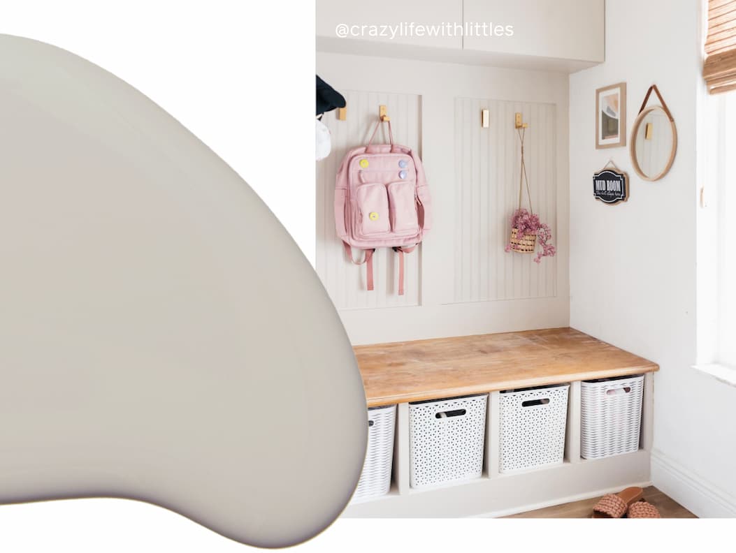 Mudroom painted in Beigeing