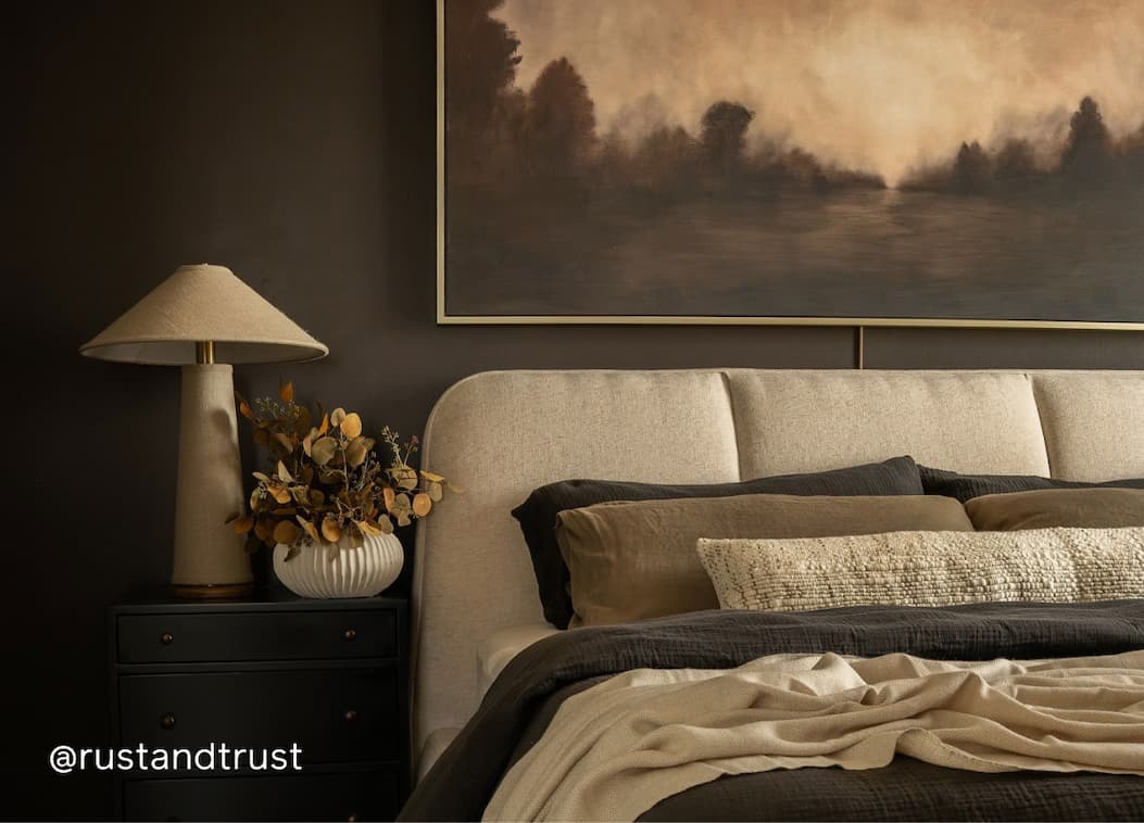 Bedroom featuring chocolate brown paint color Coffee Date Bedroom featuring chocolate brown paint color Coffee Date