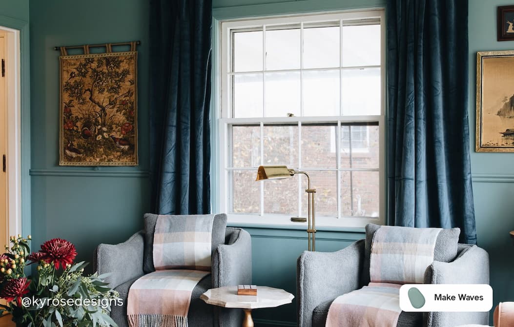 Living room painted in Make Waves Living room painted in Make Waves