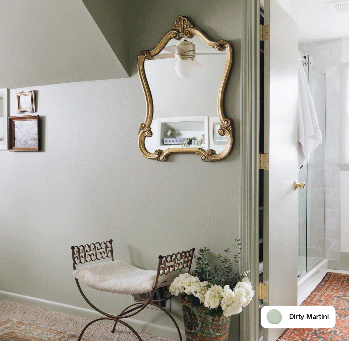 Gif of Clare painted spaces using color drench technique