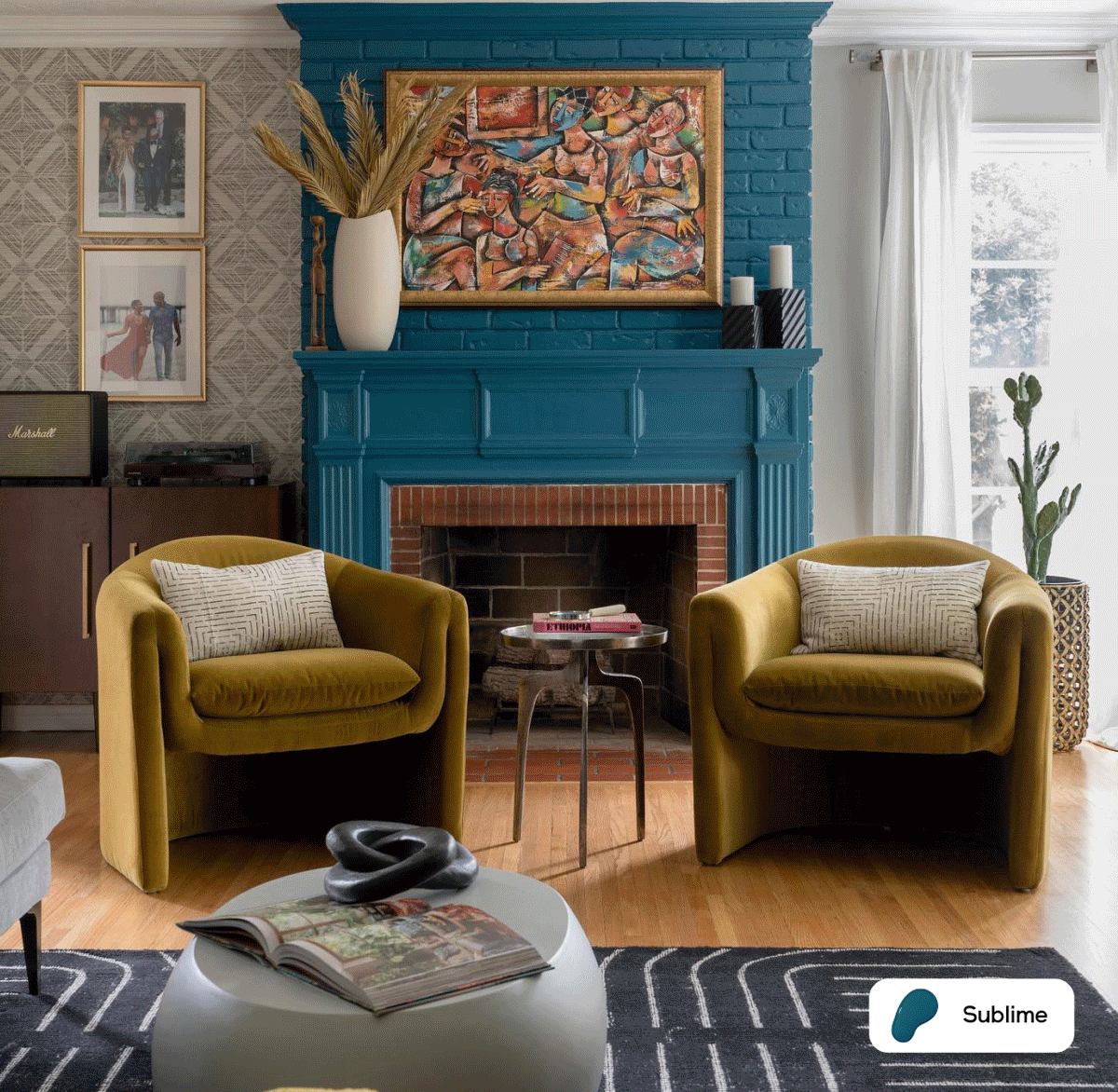 Gif of Clare painted spaces featuring Matcha Latte, Pink Sky and Sublime