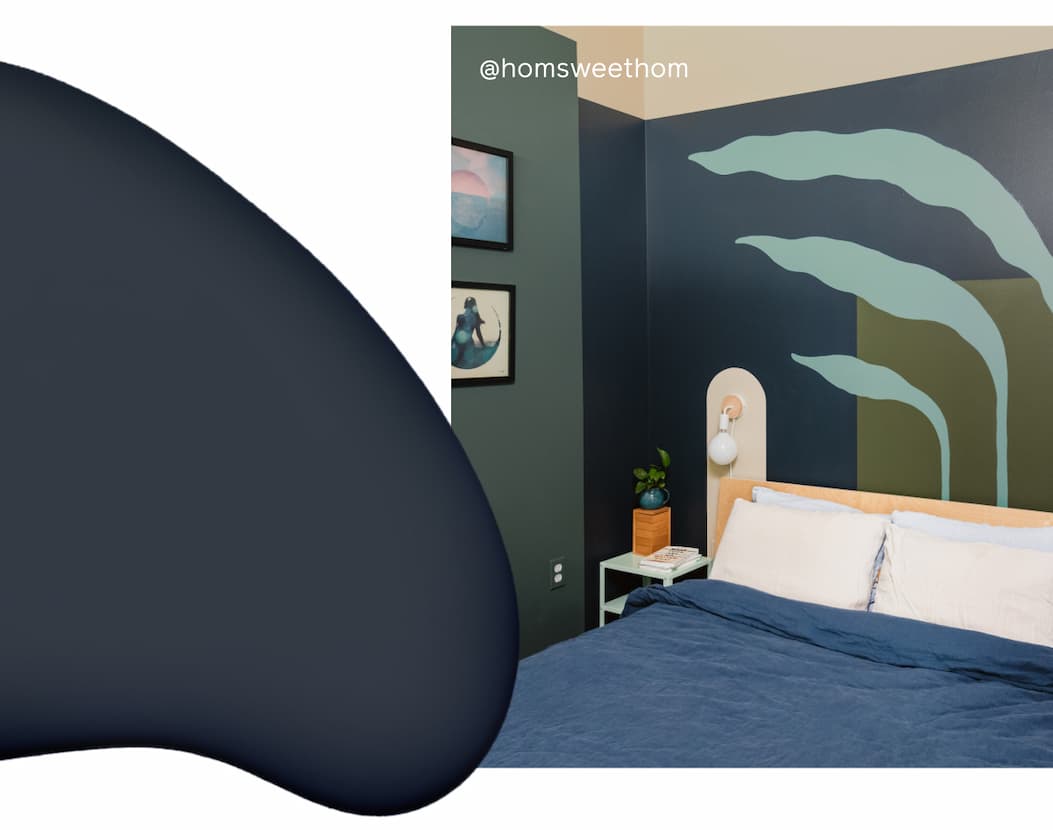 Bedroom mural featuring Goodnight Moon, Make Waves and Daily Greens