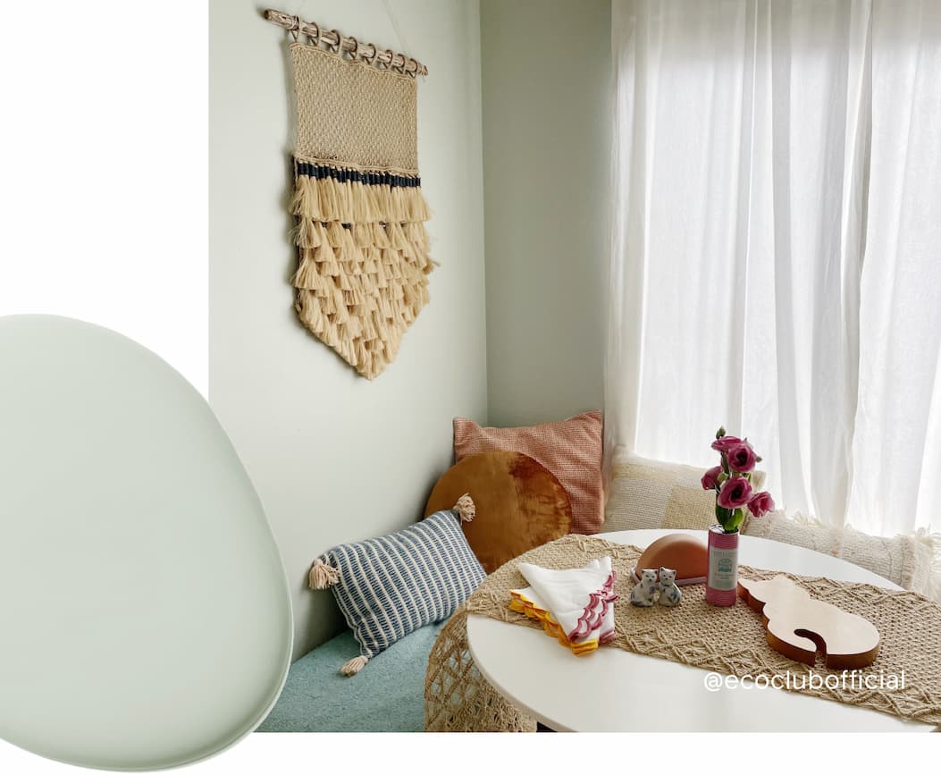 Dining nook featuring Rain Check paint color