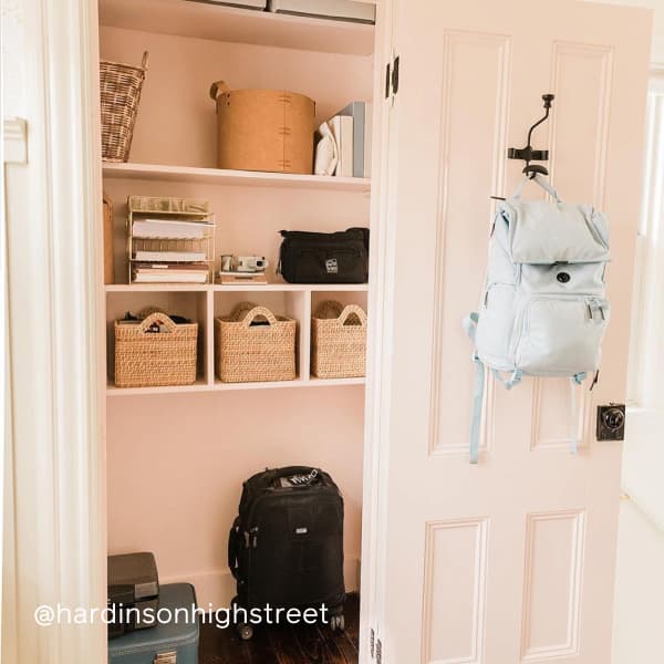 Closet interior featuring barely there pink paint Wing It