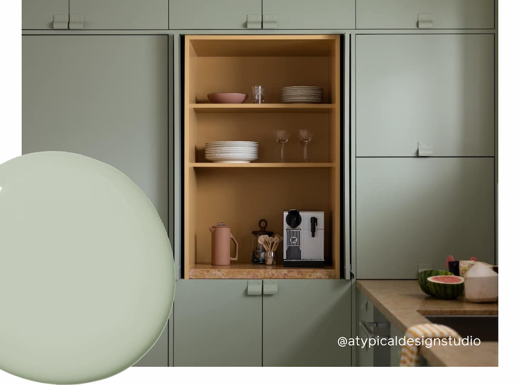 Kitchen painted in Dirty Martini