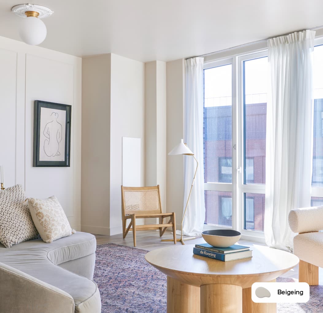 Living room painted in Beigeing