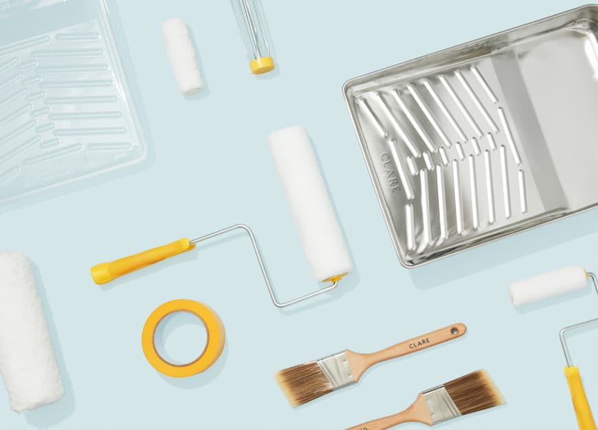 Flatlay of paint supplies