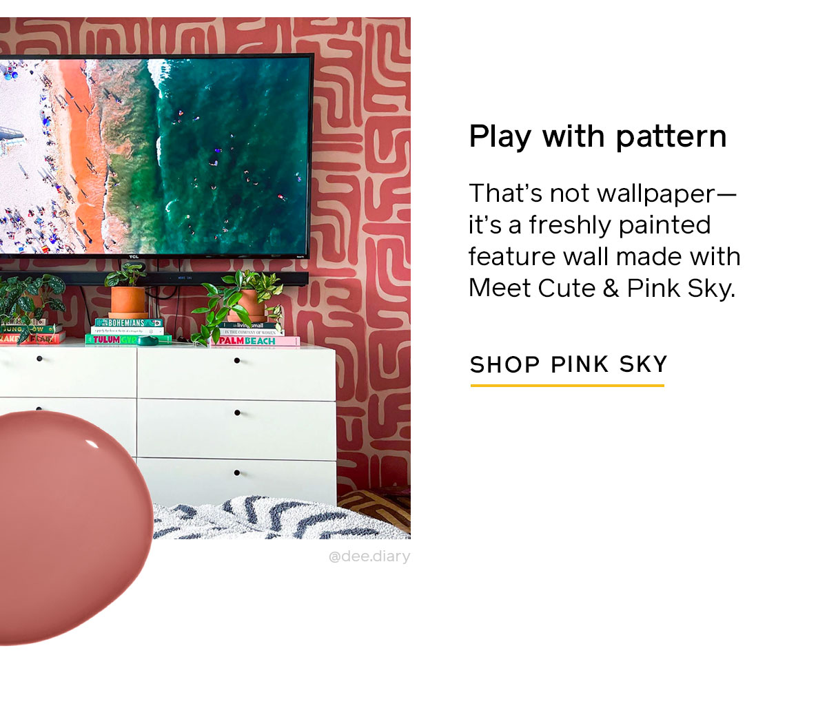 Create a DIY mural with a bright pop of Pink Sky.