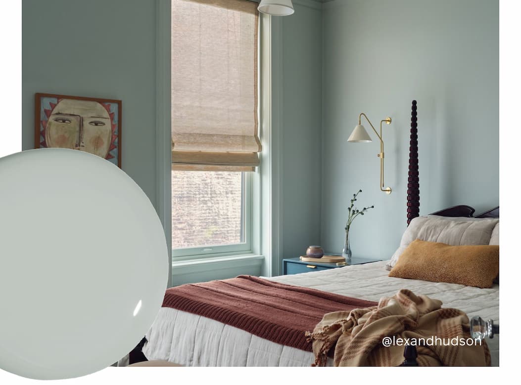 Bedroom painted in Grayish
