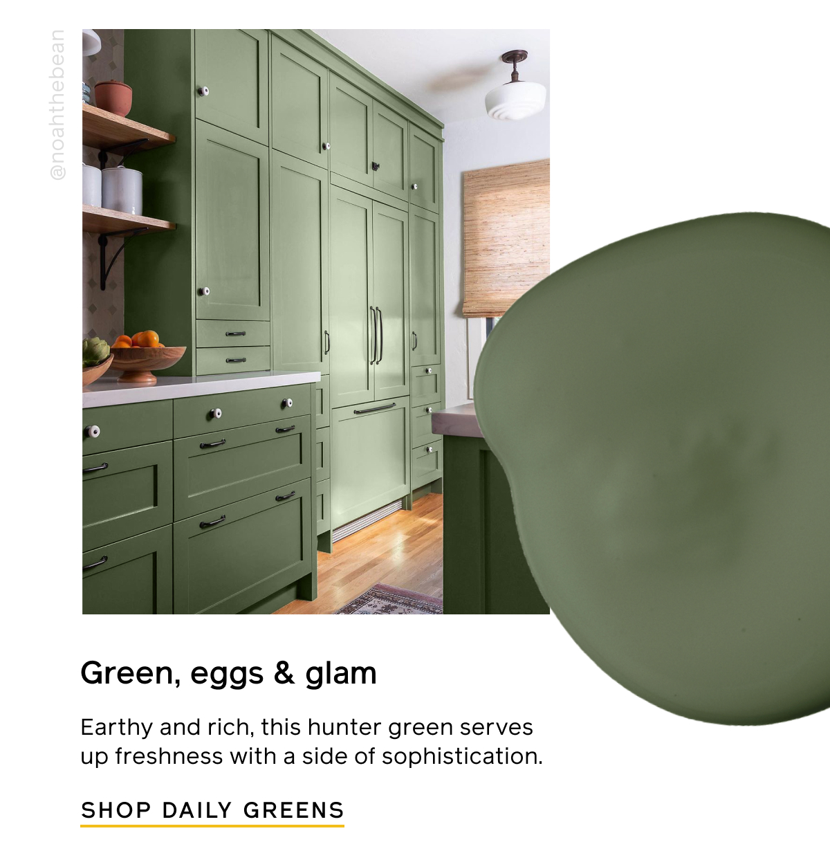 Green, eggs & glam. Earthy and rich, this hunter green serves up freshness with a side of sophistication. SHOP DAILY GREENS