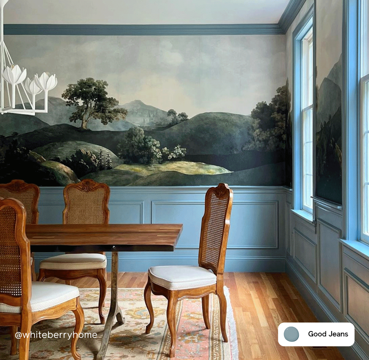 Gif of dining room painted in Clare colors including Whipped, Greenish, Good Jeans and Meet Cute