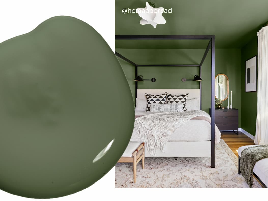 Bedroom color drenched in paint color Daily Greens