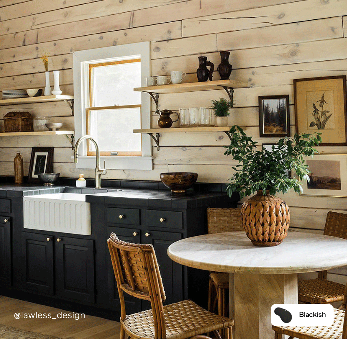 Gif of Clare painted spaces featuring our two black paint colors Blackish and Blackest