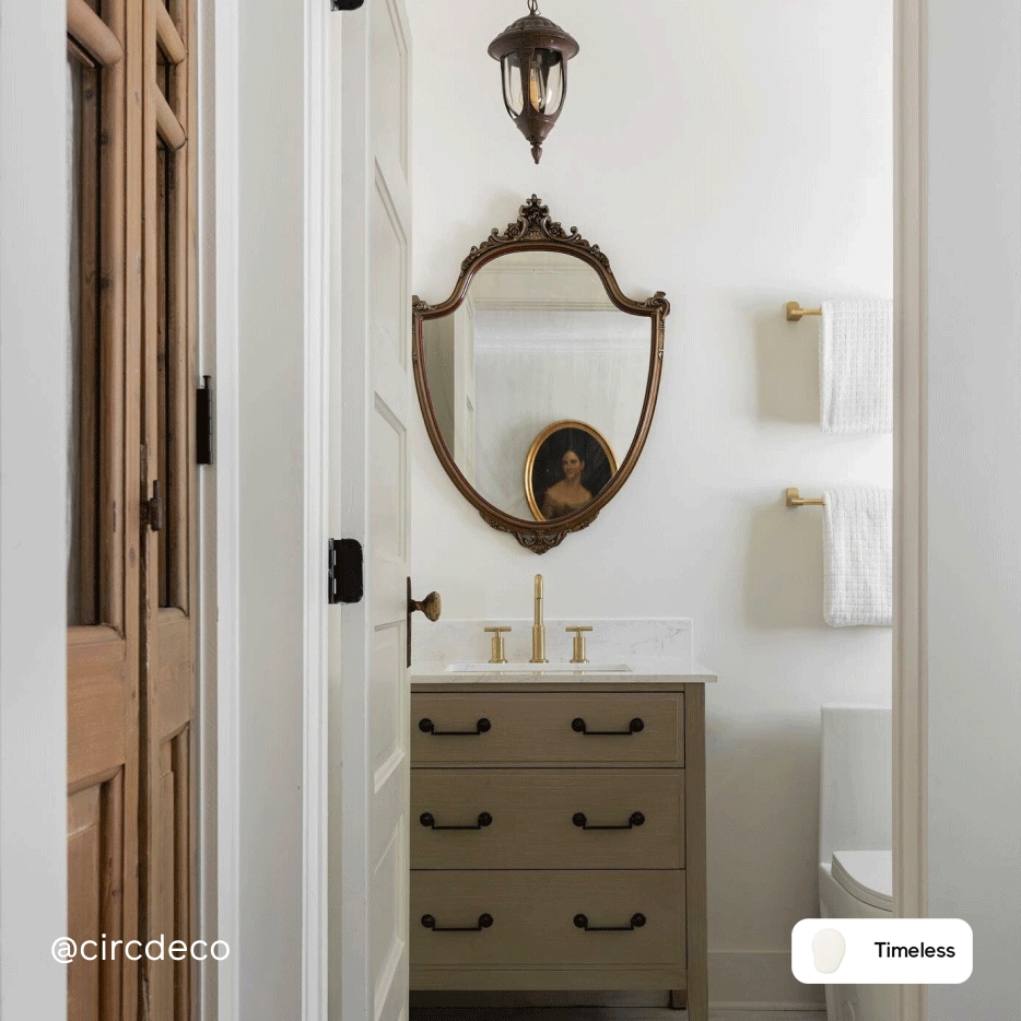 Bathroom before and after featuring Timeless