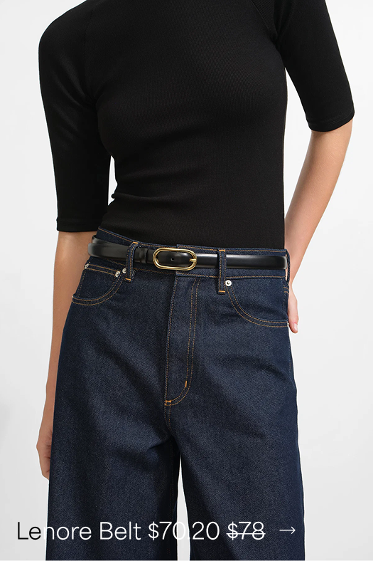 Sophie wearing the Lenore Belt with High Rise Top and Linda Jeans. $70.20 original price $78.