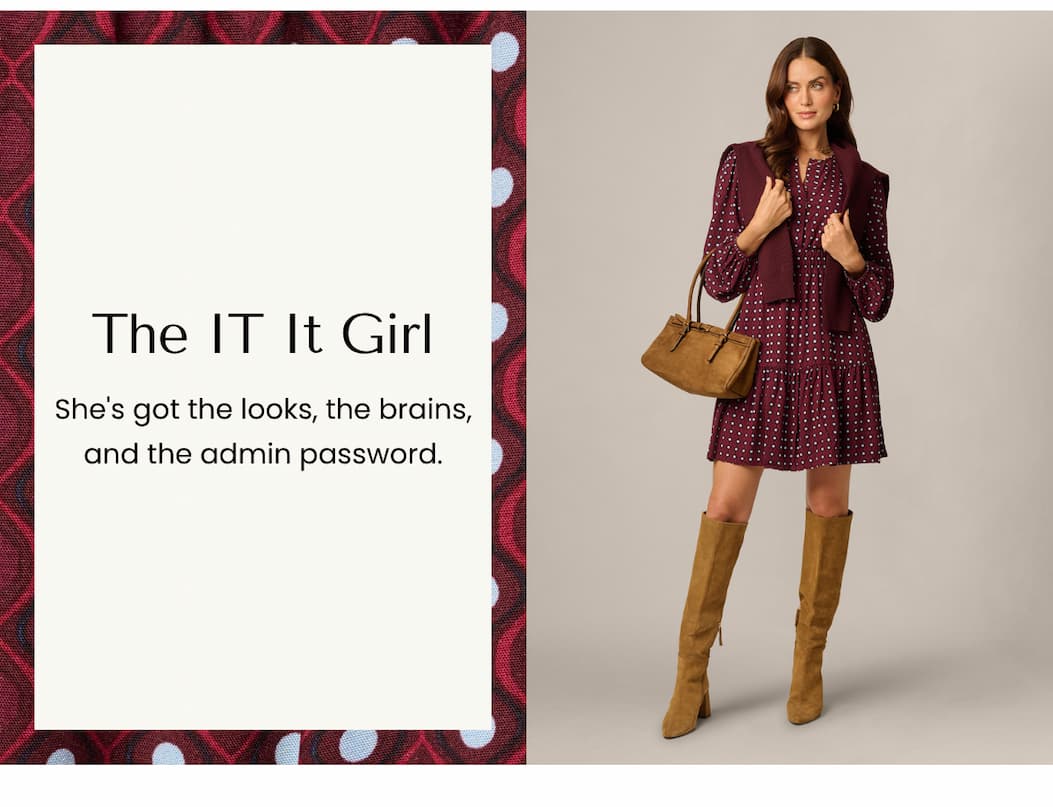 Long Sleeve Geo Printed Short Sophia Dress In Cherry Multi