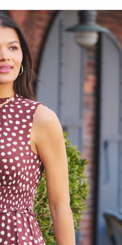 Dot Print Mia Maxi Dress In Brown Ecru