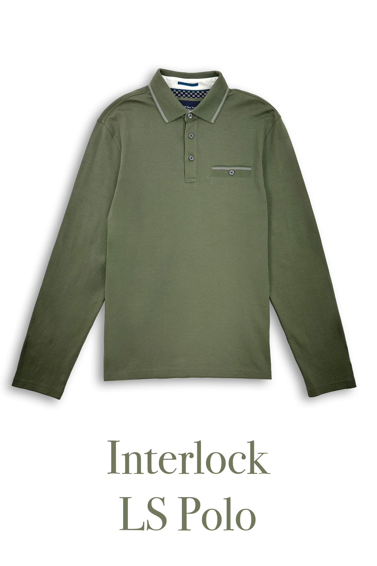 olive interlock long sleeve luxe polo