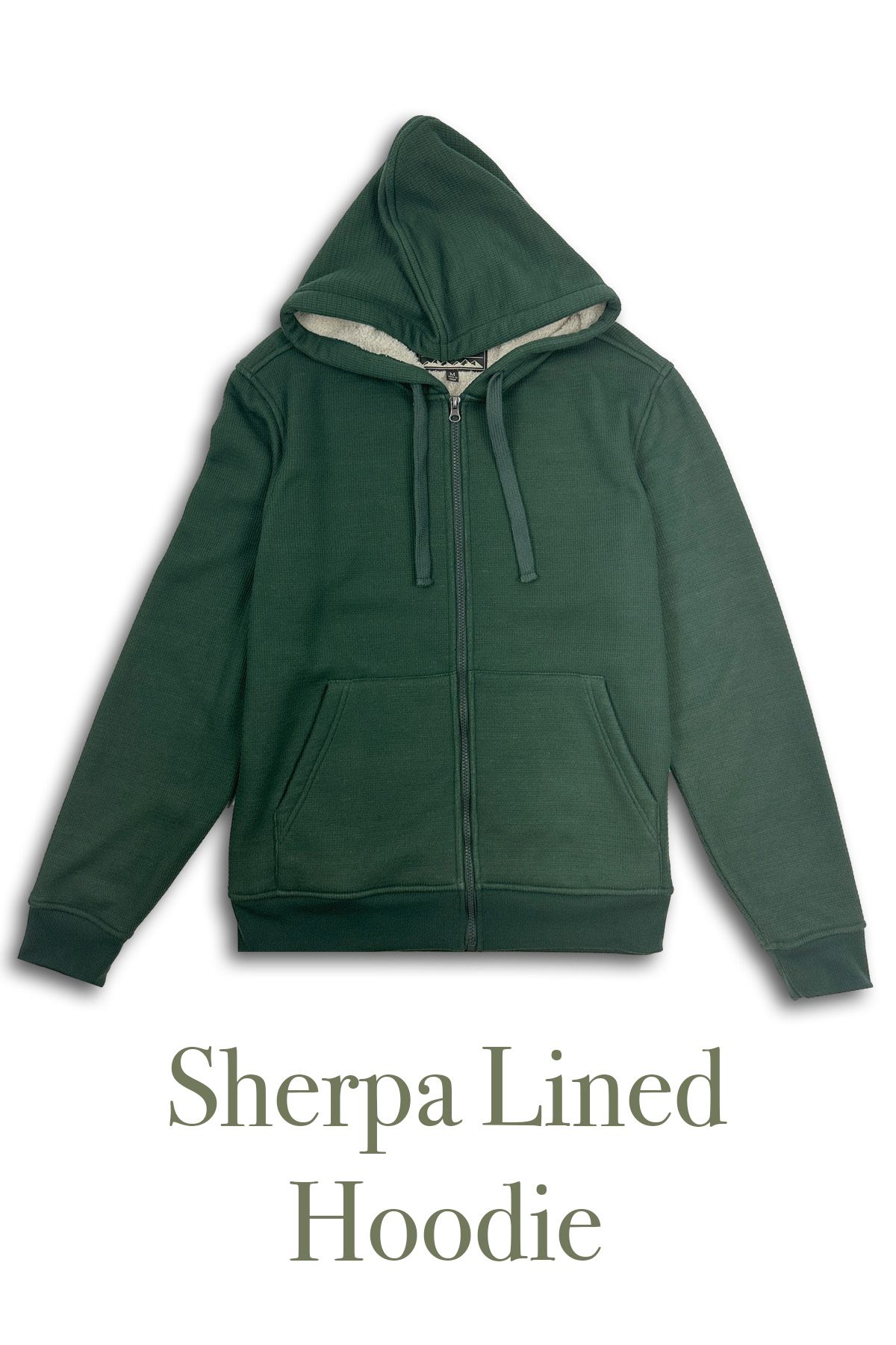 forest green sherpa lined waffle hodie