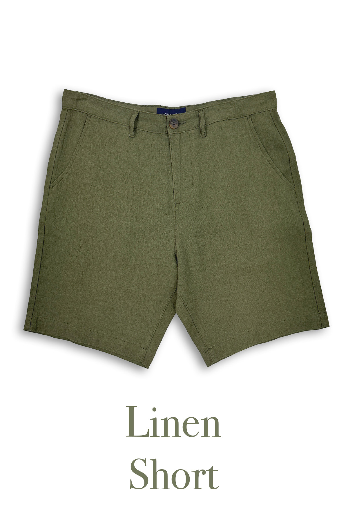 green  linen blend flat front short