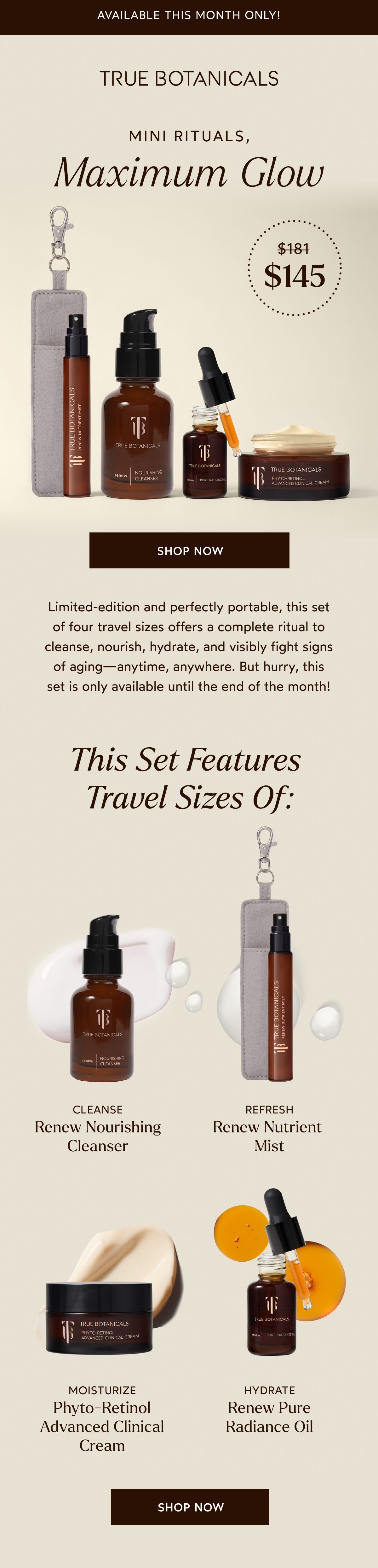 New Travel Icons Set - a complete routine of four travel size bestsellers.