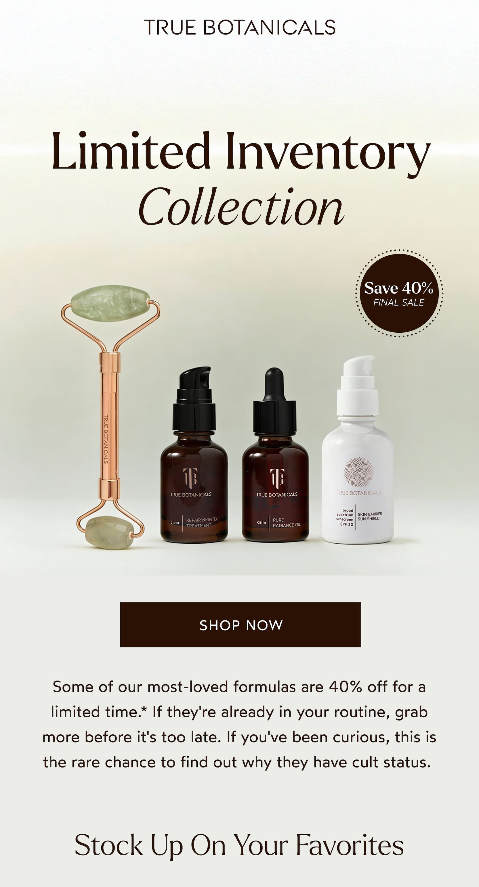 40% Off Limited Inventory Sale