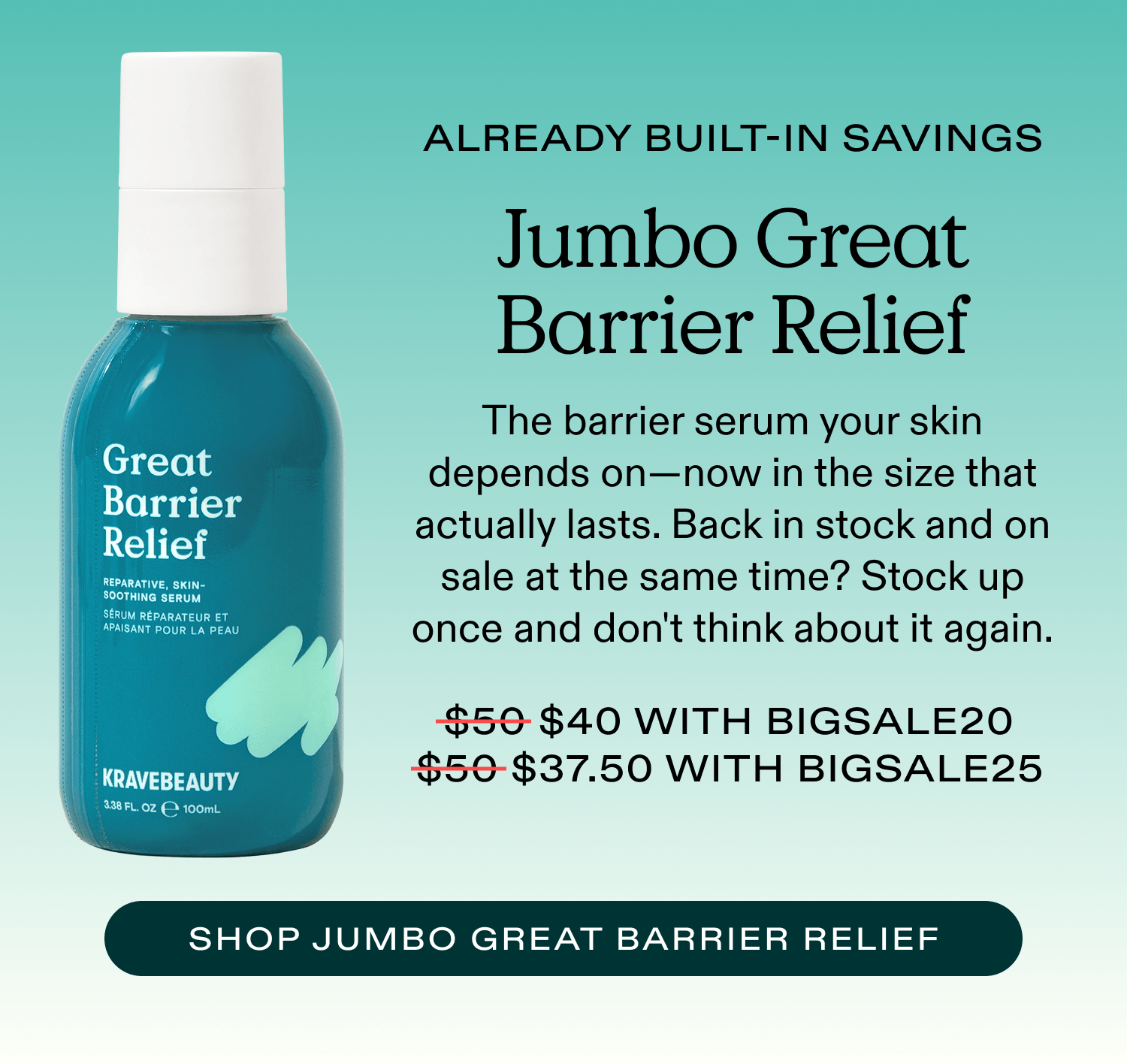 Save up to 25% on Jumbo Great Barrier Relief