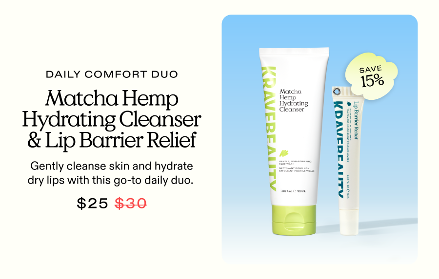 Daily Comfort Duo: Matcha Hemp Hydrating Cleanser & Lip Barrier Relief