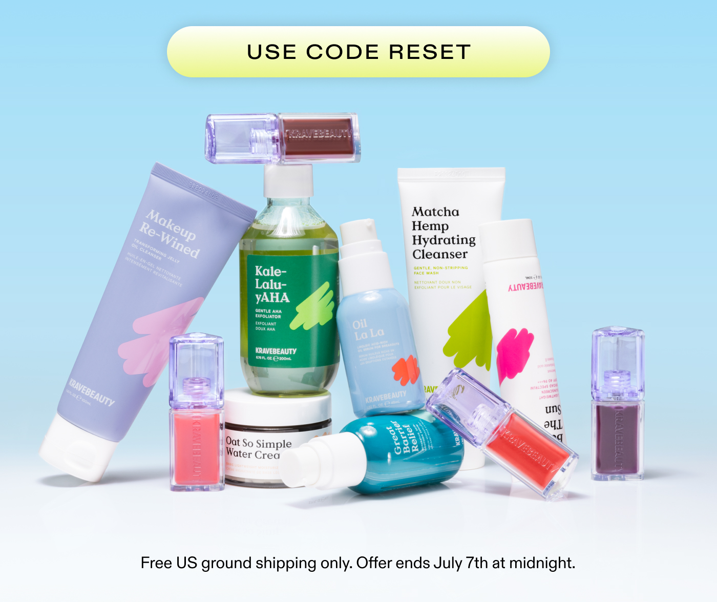 USE CODE RESET  *Free US ground shipping only. Offer ends July 7th at midnight.