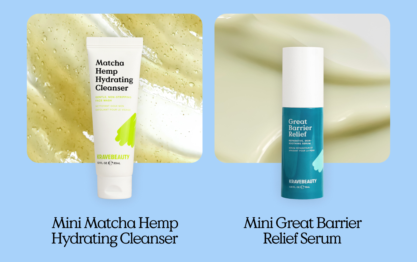  🧴 Mini Matcha Hemp Hydrating Cleanser  🌊 Mini Great Barrier Relief