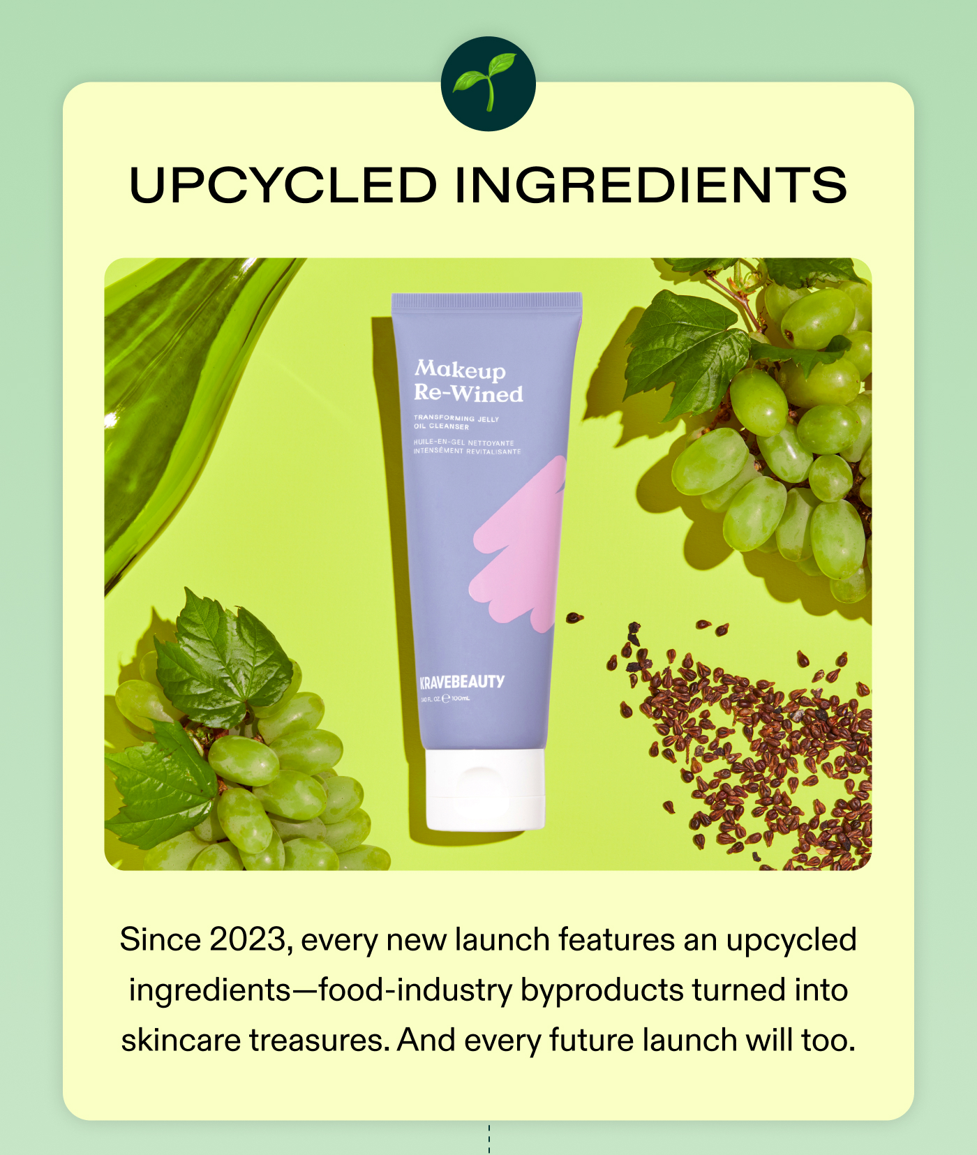 🌱 Upcycled Ingredients: Since 2023, every new launch has featured upcycled ingredients-food-industry byproducts turned into skincare treasures. Every future launch will too.