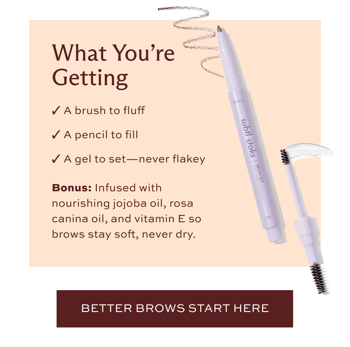 What you're getting: brush + pencil + gel