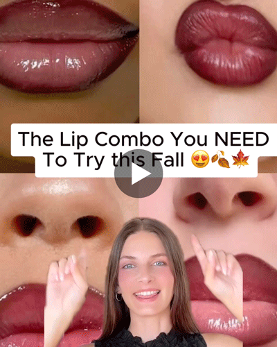 GIF of a woman applying lip products