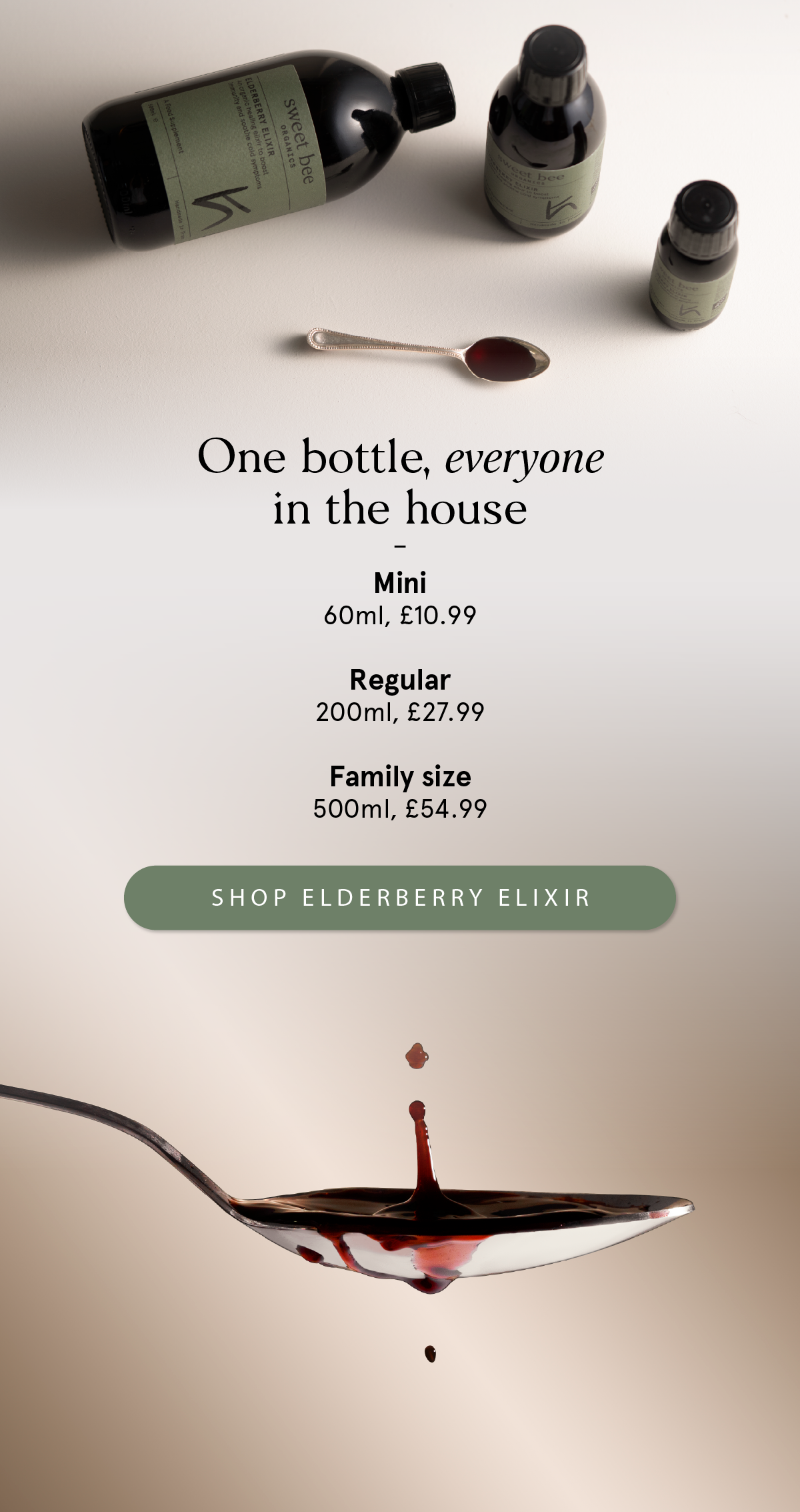 One bottle, everyone in the house. Mini 60ml GBP 10.99, Regular 200ml GBP 27.99, Family size 500ml GBP 54.99.