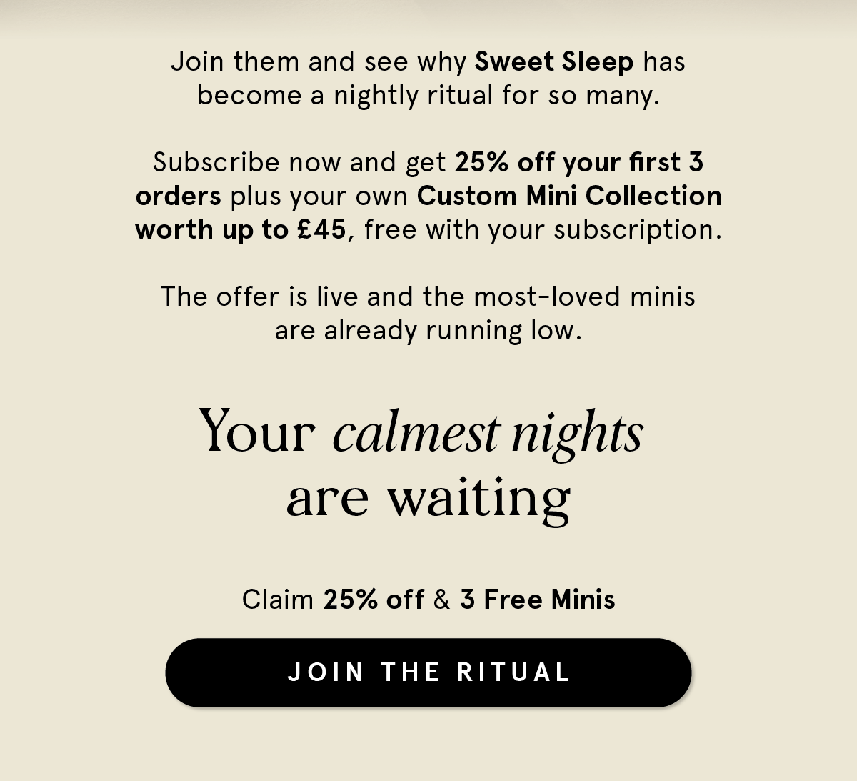 25% off and 3 FREE Minis