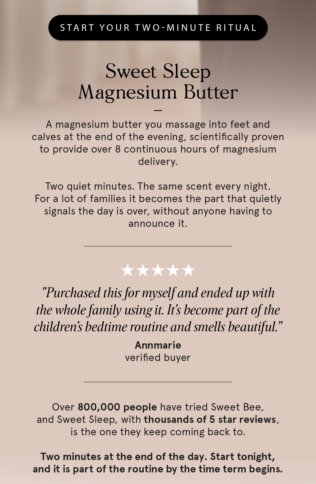 Sweet Sleep Magnesium Butter. Start your two-minute ritual