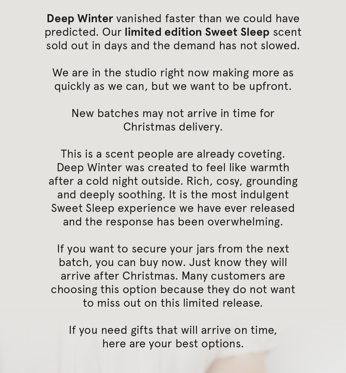 Deep Winter sold out!